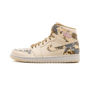 Férfi / Női Air Jordan 1 High Digi Camo Natural G Piros Ezüst