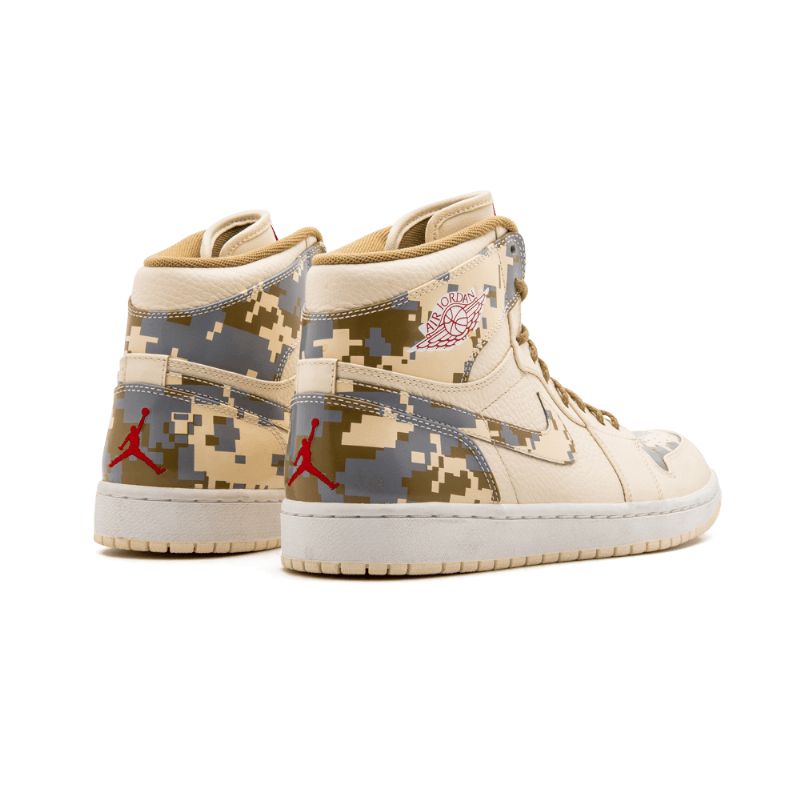 Férfi / Női Air Jordan 1 High Digi Camo Natural G Piros Ezüst