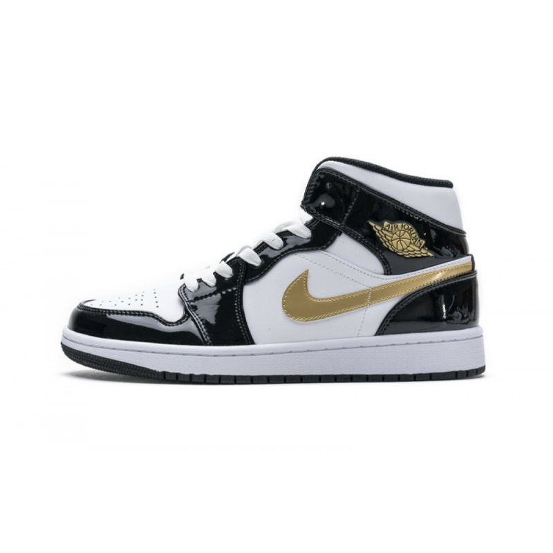 Férfi / Női Air Jordan 1 Mid Gold Lakkbőr