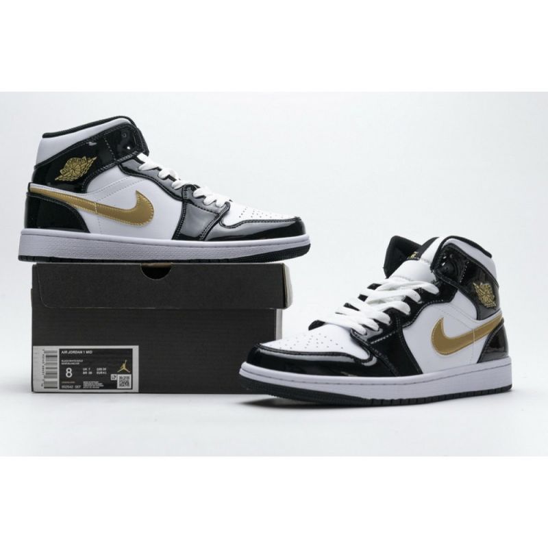 Férfi / Női Air Jordan 1 Mid Gold Lakkbőr
