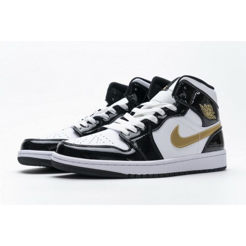 Férfi / Női Air Jordan 1 Mid Gold Lakkbőr