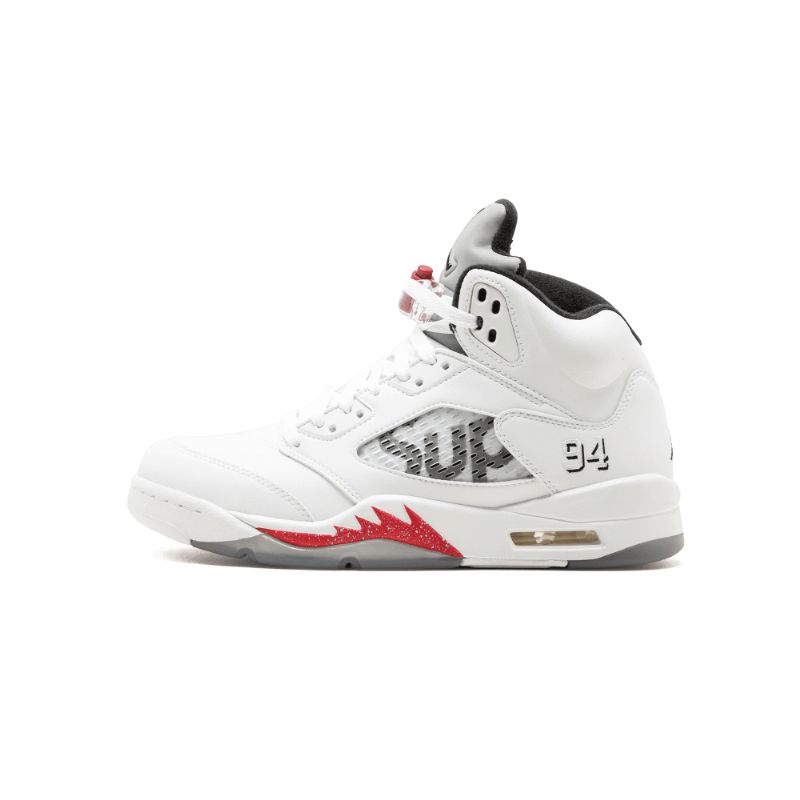 Férfi / Női Air Jordan 5 Supreme Fehér Fekete Varsity Piros