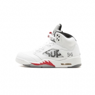 Férfi / Női Air Jordan 5 Supreme Fehér Fekete Varsity Piros