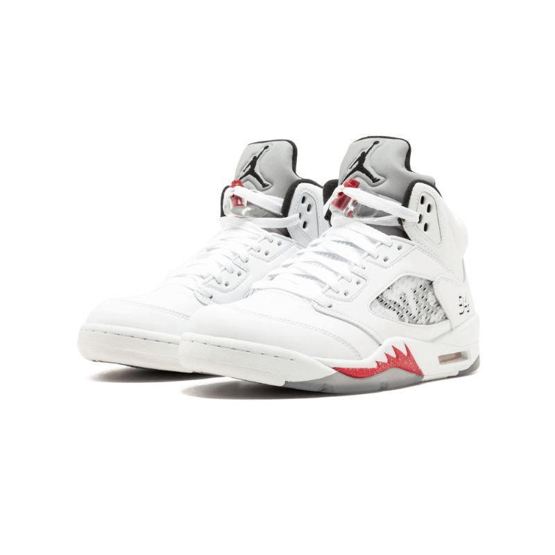Férfi / Női Air Jordan 5 Supreme Fehér Fekete Varsity Piros
