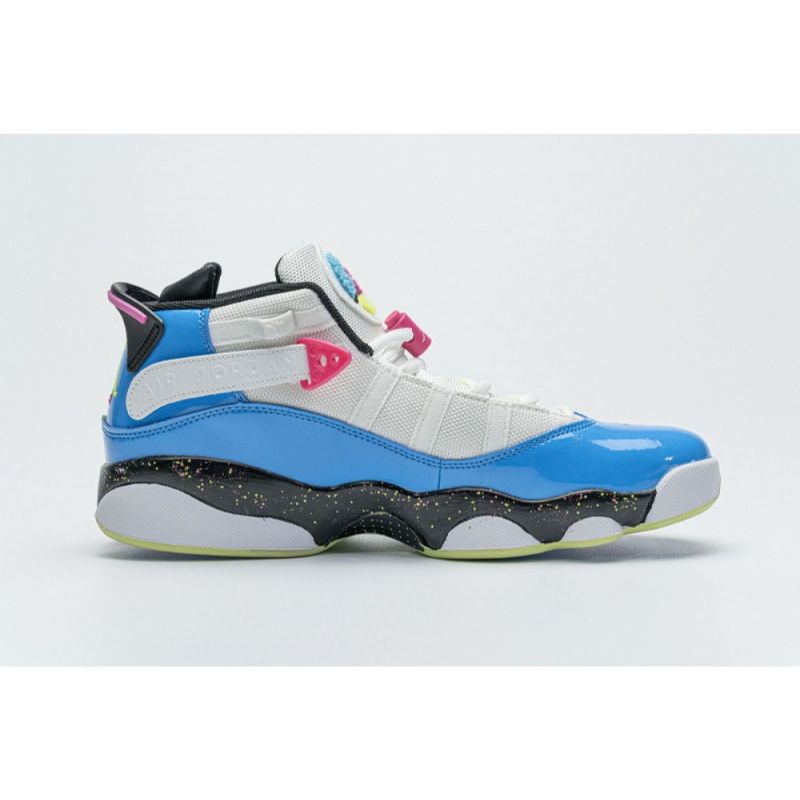 Férfi / Női Jordan 6 Rings Bg Kosárlabdacipő Kék Fury Cyber Rózsaszín
