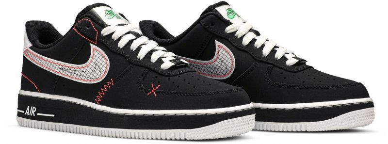Nike Air Force 1 07 Lv8 Férfi / Női Alkalmi Fekete / Fehér / Bright Crimson / Zöld Strike