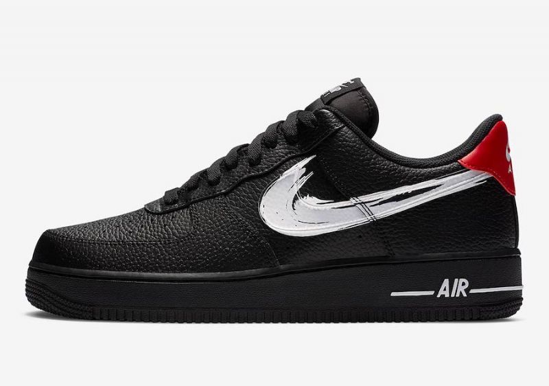 Nike Air Force 1 Brushstroke Swoosh Férfi / Női Alkalmi Fekete / Fehér / Egyetemi Piros