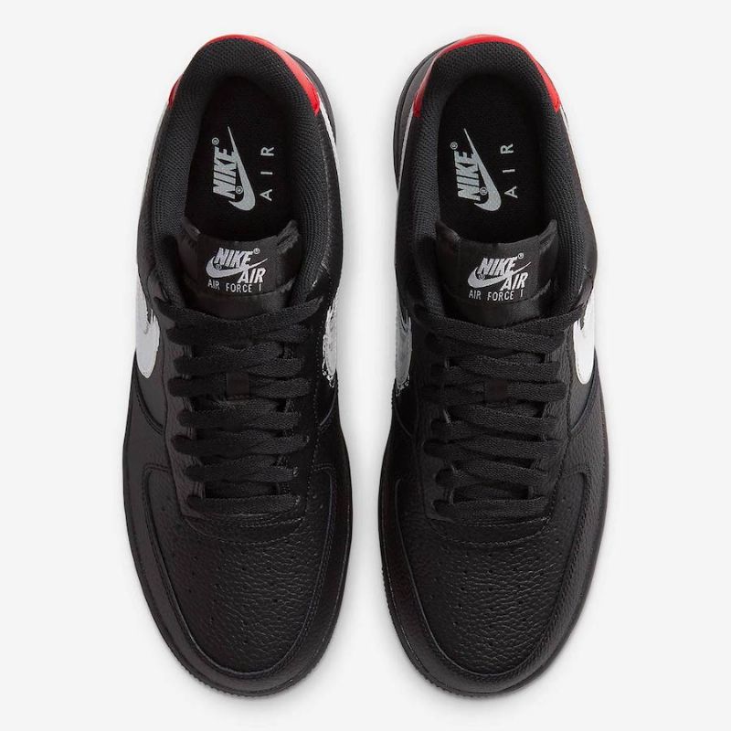 Nike Air Force 1 Brushstroke Swoosh Férfi / Női Alkalmi Fekete / Fehér / Egyetemi Piros