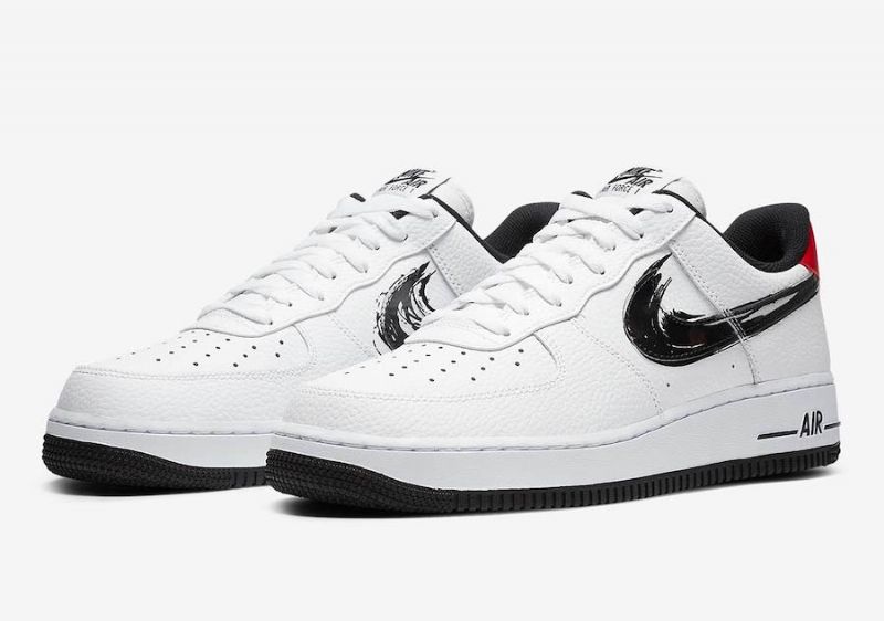 Nike Air Force 1 Ecsetvonás Swoosh Férfi/női Alkalmi Fehér Fekete Piros