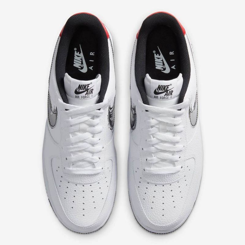 Nike Air Force 1 Ecsetvonás Swoosh Férfi/női Alkalmi Fehér Fekete Piros