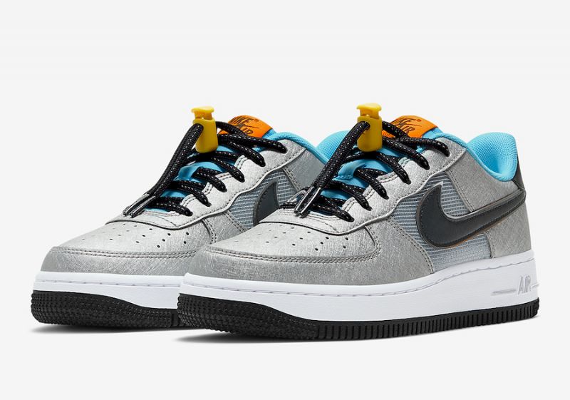 Nike Air Force 1 Gs Sky Női Alkalmi Metál Ezüst / Fekete / Hiperbíbor