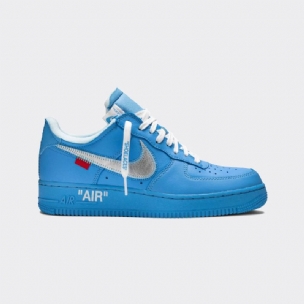 Nike Air Force 1 Low Férfi/női Alkalmi Egyetemi Kékmetál Ezüstfehér