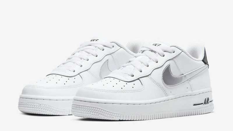 Nike Air Force 1 Low Férfi / Női Alkalmi Fehér / Fekete-metál Ezüst