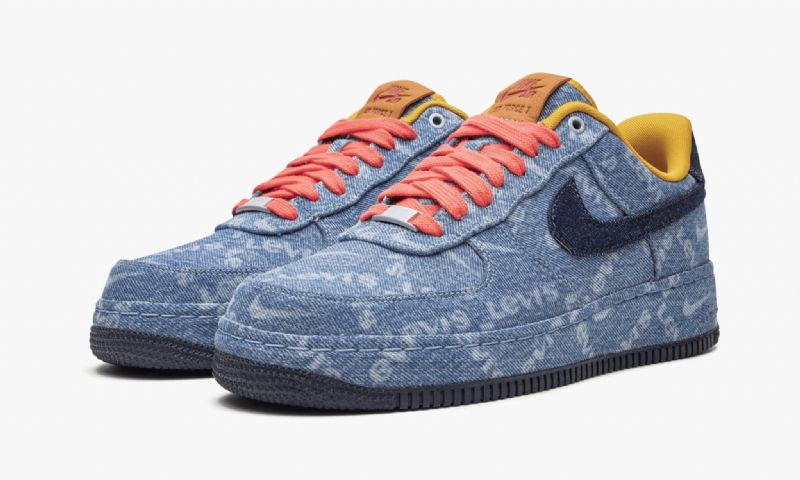 Nike Air Force 1 Low Levis Férfi / Női Alkalmi Világos Denimdark Denimfekete