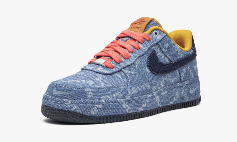 Nike Air Force 1 Low Levis Férfi / Női Alkalmi Világos Denimdark Denimfekete