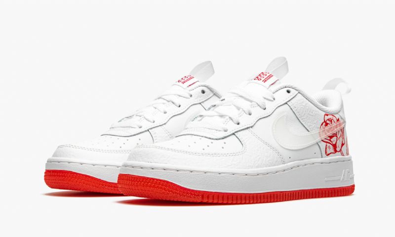 Nike Air Force 1 Low Lv8 Gs Férfi / Női Alkalmi Fehér / / Egyetemi Piros