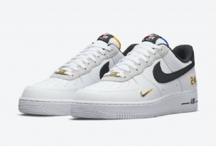 Nike Air Force 1 Low Swingman Férfi / Női Alkalmi Fehér / Fekete / Arany
