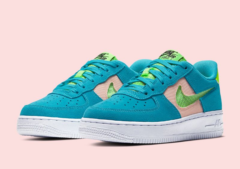 Nike Air Force 1 Lv8 Férfi / Női Alkalmi Mosott Korall / Fehér / Szellemzöld