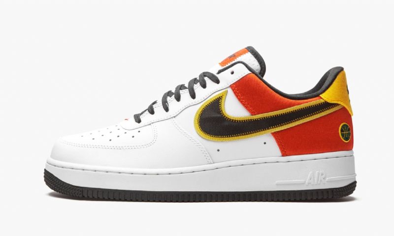 Nike Air Force 1 Rayguns Férfi / Női Alkalmi Fehér / Fekete / Narancssárga Vaku / Amarillo