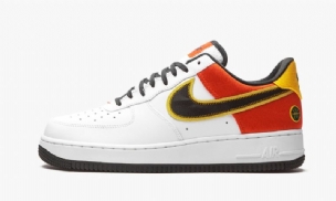 Nike Air Force 1 Rayguns Férfi / Női Alkalmi Fehér / Fekete / Narancssárga Vaku / Amarillo