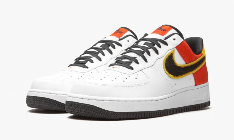 Nike Air Force 1 Rayguns Férfi / Női Alkalmi Fehér / Fekete / Narancssárga Vaku / Amarillo