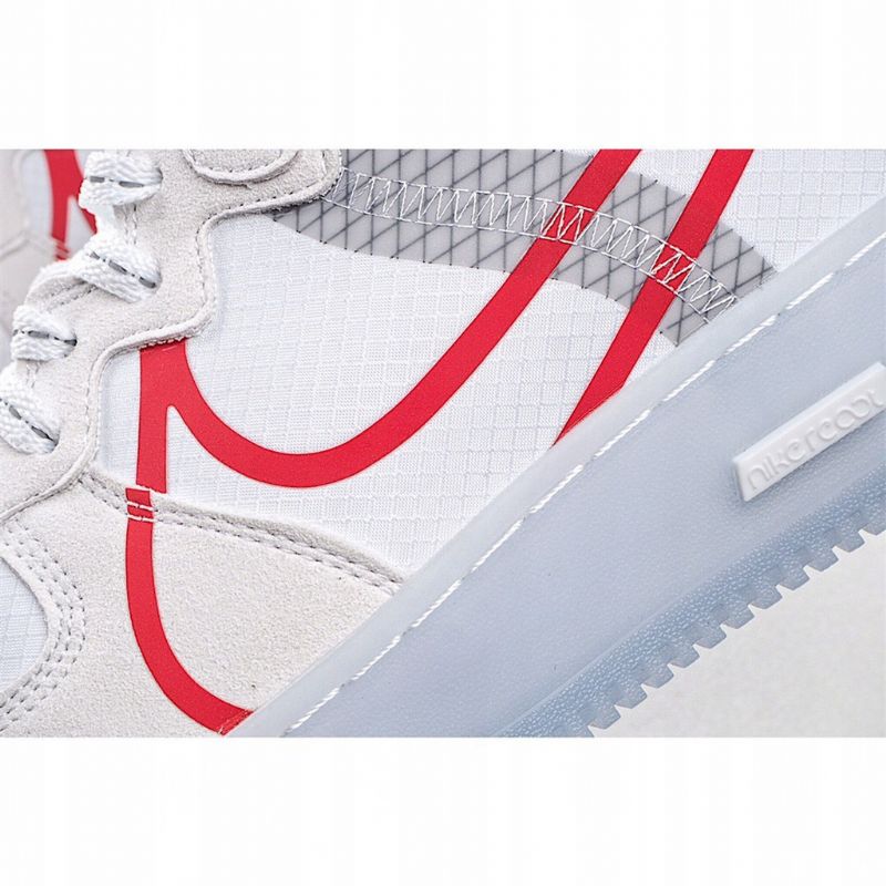 Nike Air Force 1 React Qs Férfi/női Alkalmi Fehér Fény Bone Sail Egyetem Vörös