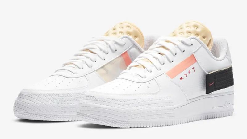 Nike Air Force 1 Type Af1 Férfi / Női Alkalmi Fehér / Fekete-dinnye-habanero Piros