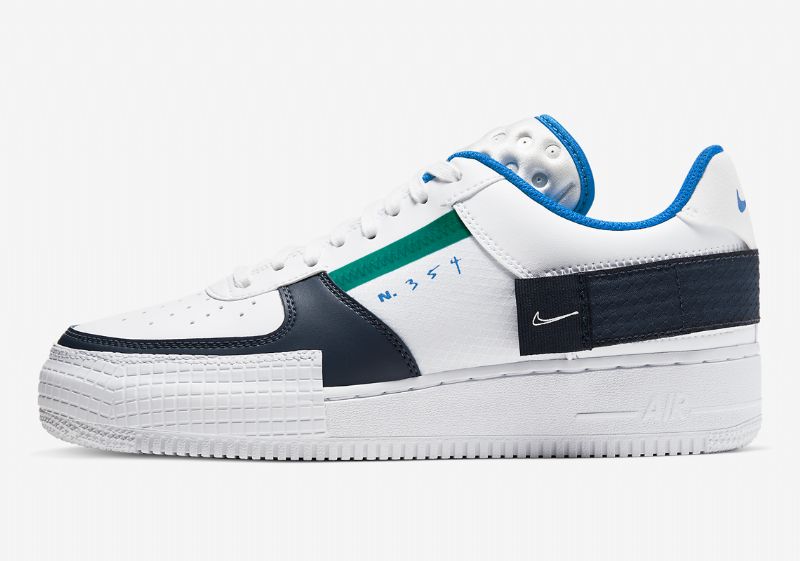 Nike Air Force 1 Type Fehér Obszidián Férfi / Női Alkalmi / Fotó Kék-fehér Cq2344 100