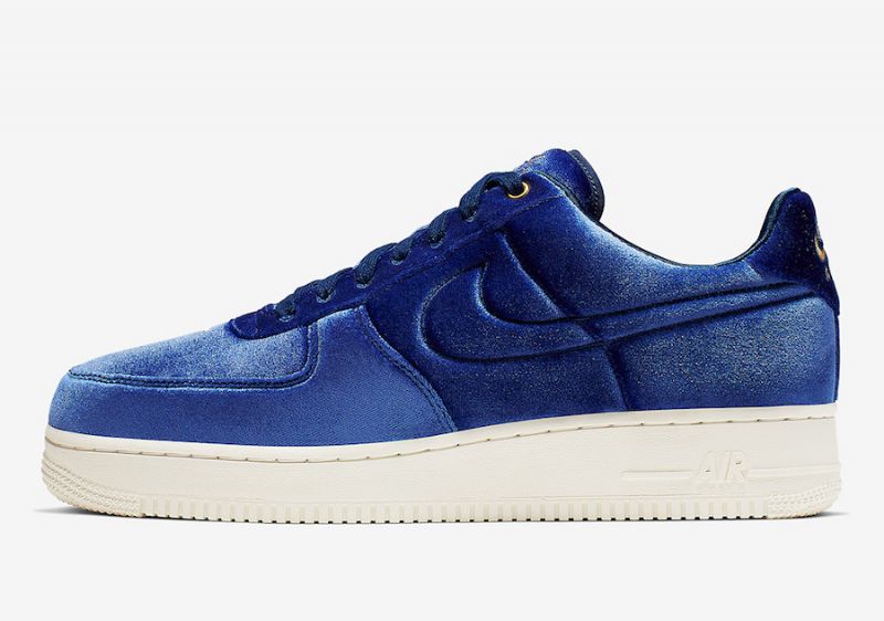 Nike Air Force 107 Premium Af1 Férfi Hétköznapi Kék Üres / Kék Vitorla Fémarany