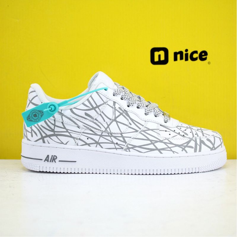 Nike Air Force1 Low 07 Af1 Férfi/női Alkalmi Fehér Ezüst Fényű