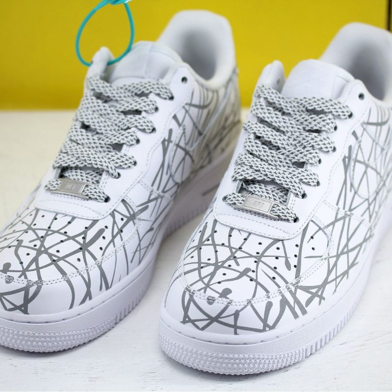 Nike Air Force1 Low 07 Af1 Férfi/női Alkalmi Fehér Ezüst Fényű
