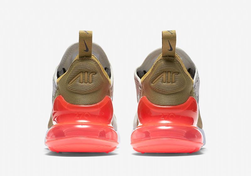 Nike Air Max 270 Lapos Arany Női Futó Repülés / Fekete-világos Csont-fehér-forró Ütés