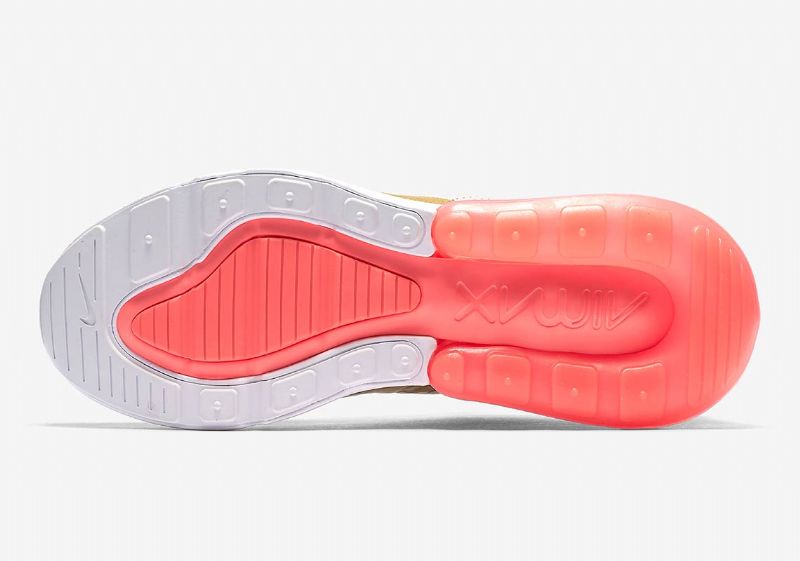 Nike Air Max 270 Lapos Arany Női Futó Repülés / Fekete-világos Csont-fehér-forró Ütés
