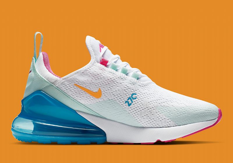 Nike Air Max 270 Pasztell Női Futó Fehér / Lézeres Fukszia-kék Árnyalatú-kék Düh