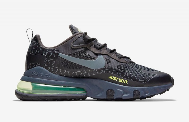 Nike Air Max 270 React Férfi Futó Fekete / Wolf Szürke-zöld Volt