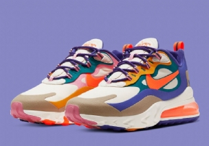Nike Air Max 270 React Férfi Futófény Mahagóni Barna / Vitorlafehér-khaki-narancsvörös