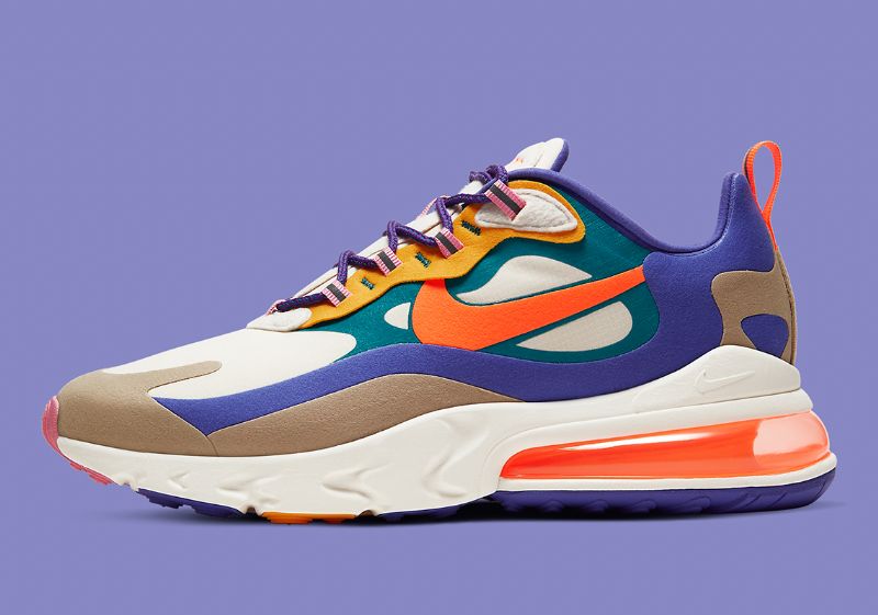Nike Air Max 270 React Férfi Futófény Mahagóni Barna / Vitorlafehér-khaki-narancsvörös