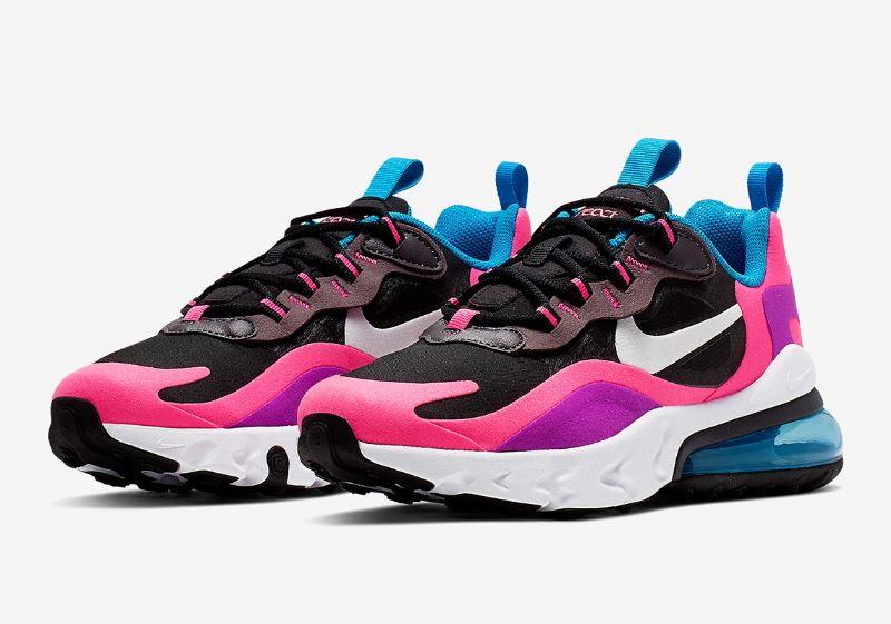 Nike Air Max 270 React Hiperrózsaszín Női Futó Fekete / Fehér-hiperrózsaszín-élénk Lila