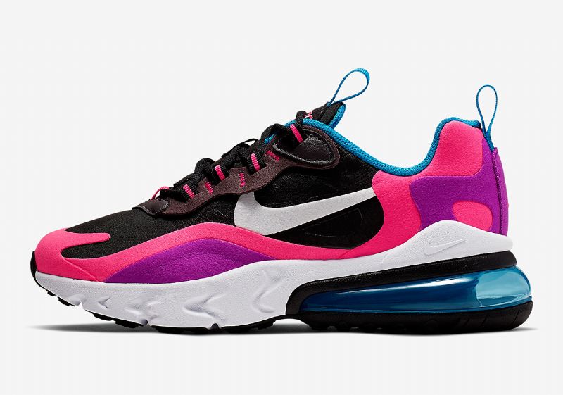 Nike Air Max 270 React Hiperrózsaszín Női Futó Fekete / Fehér-hiperrózsaszín-élénk Lila