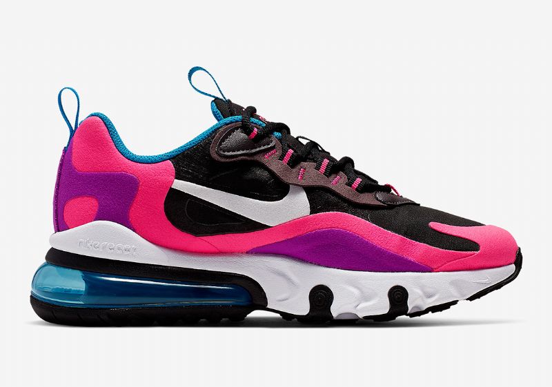 Nike Air Max 270 React Hiperrózsaszín Női Futó Fekete / Fehér-hiperrózsaszín-élénk Lila