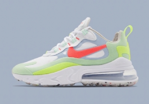 Nike Air Max 270 React Női Running Fehér / Flash Crimson / Cucumber Zöld