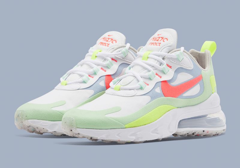 Nike Air Max 270 React Női Running Fehér / Flash Crimson / Cucumber Zöld