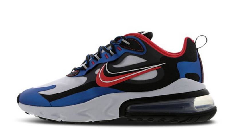 Nike Air Max 270 React Script Swoosh Férfi Futó Fehér / Fekete / Kék / Piros
