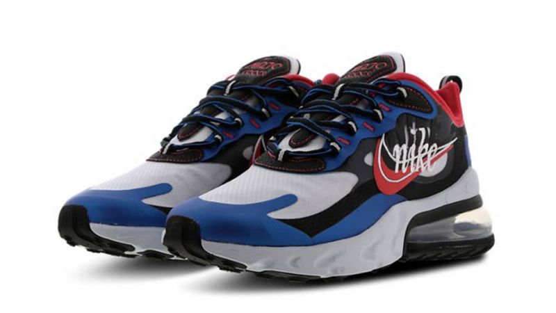 Nike Air Max 270 React Script Swoosh Férfi Futó Fehér / Fekete / Kék / Piros