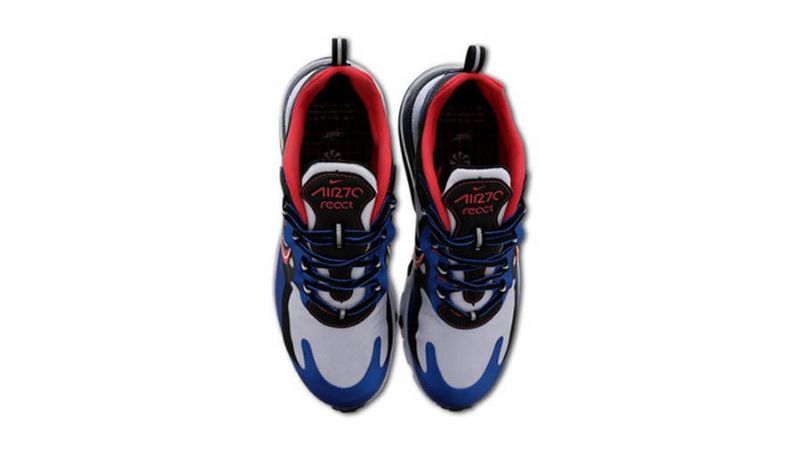 Nike Air Max 270 React Script Swoosh Férfi Futó Fehér / Fekete / Kék / Piros
