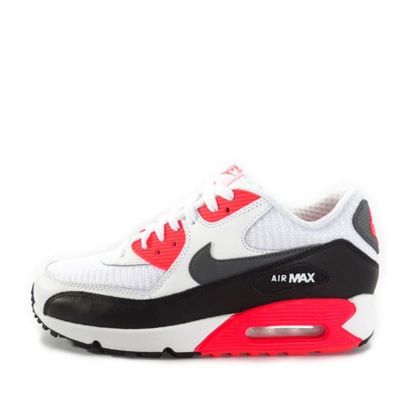 Nike Air Max 90 Essential Bright Crimson Férfi Alkalmi Fehér / Drk Szürke-blk-brght Crmsn