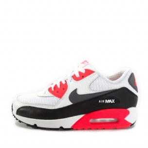 Nike Air Max 90 Essential Bright Crimson Férfi Alkalmi Fehér / Drk Szürke-blk-brght Crmsn