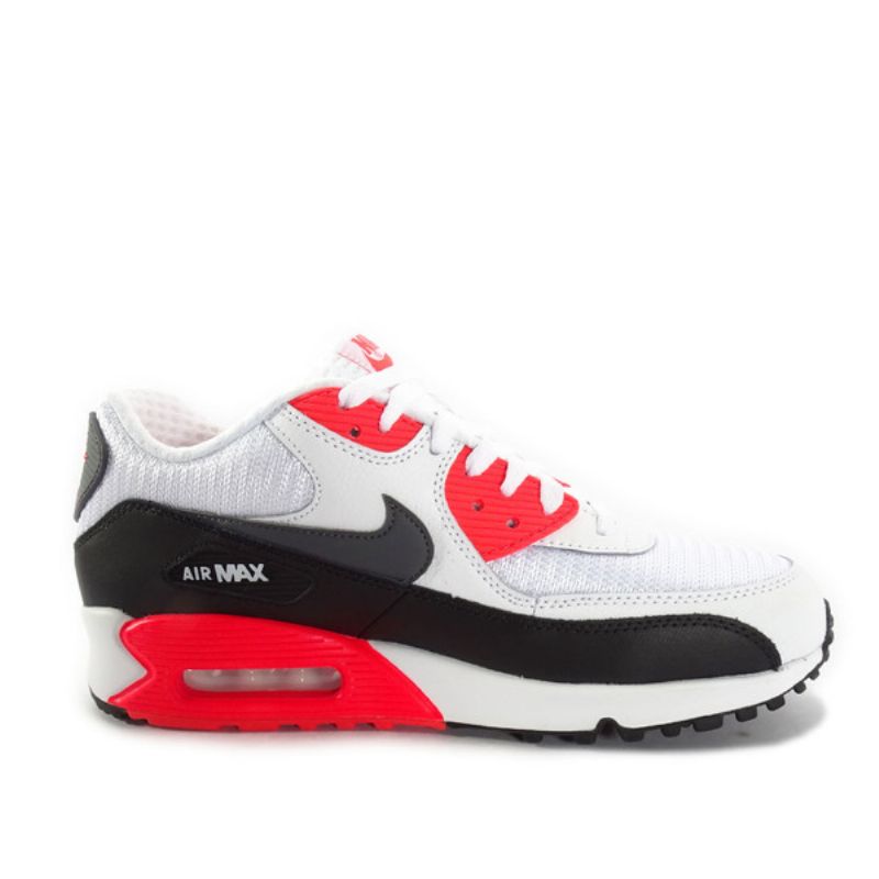 Nike Air Max 90 Essential Bright Crimson Férfi Alkalmi Fehér / Drk Szürke-blk-brght Crmsn