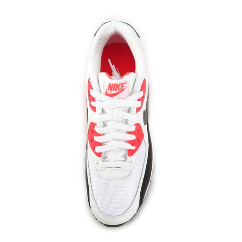 Nike Air Max 90 Essential Bright Crimson Férfi Alkalmi Fehér / Drk Szürke-blk-brght Crmsn