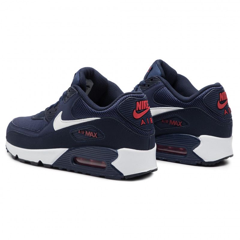 Nike Air Max 90 Essential Férfi Alkalmi Midnight Sötétkékegyetem Vörösobsidianfehér